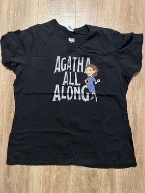 Marvel Black Agatha All Along Graphic Tee with Colorful Cartoon